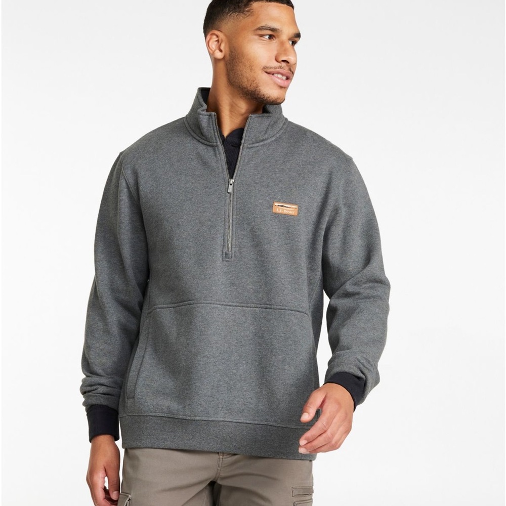 LL Bean Men's Half-Zip Utility Sweatshirt size Large Tall, color Blue